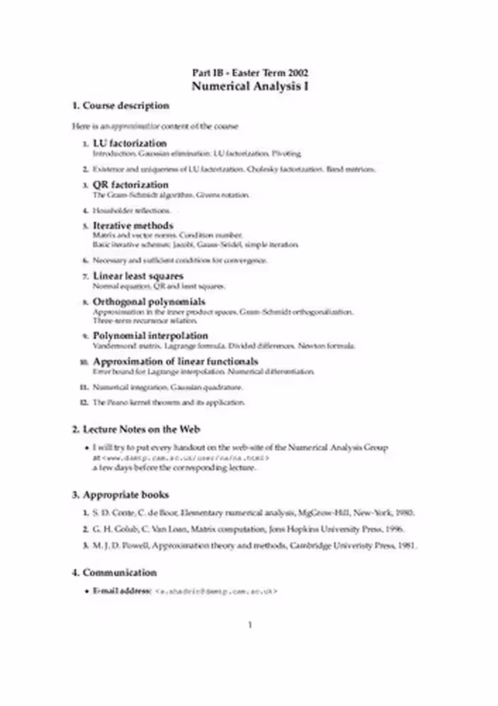 خرید و دانلود نسخه کامل کتاب Numerical Analysis I