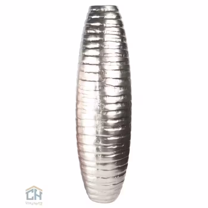 گلدان فایبرگلاس بلند نقره ای گلدکیش طرح خمره ای مدل 2-1230
