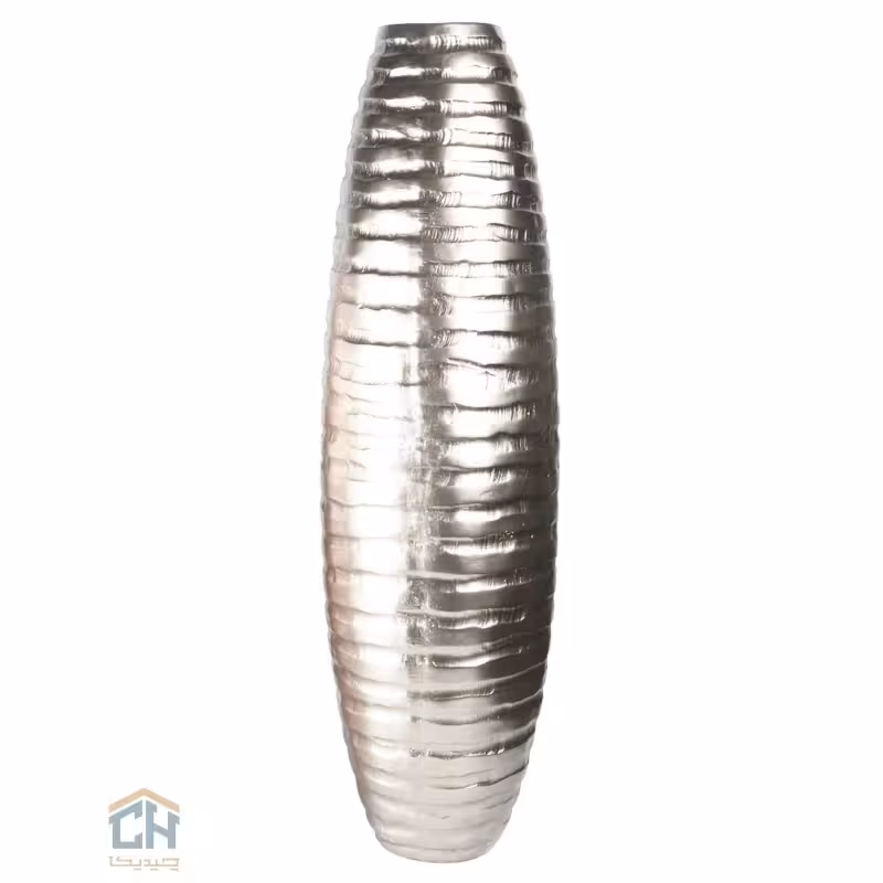گلدان فایبرگلاس بلند نقره ای گلدکیش طرح خمره ای مدل 2-1230