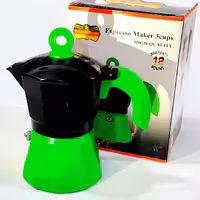 موکاپ وقهوه واسپروساز 3کاپ دستی وارداتی  طرح ایتالیایی رنگی باالیاژ درجه یک ومقاوم وکیفیت بسیارخوب بااتش مستقیم.