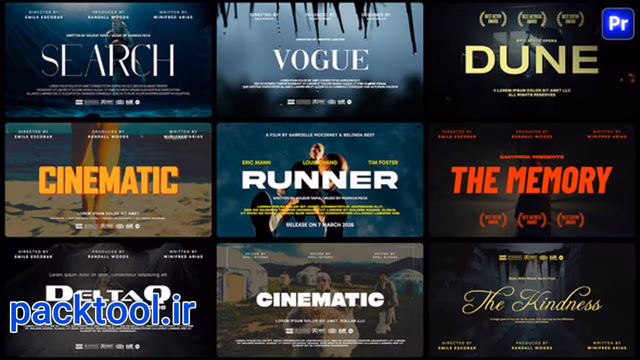 دانلود پروژه آماده پریمیر پرو نمایش عناوین سینمایی Cinematic Title - پک تول