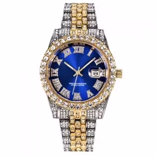 ساعت-مچی-فول-نگین-رولکس-صفحه-آبی