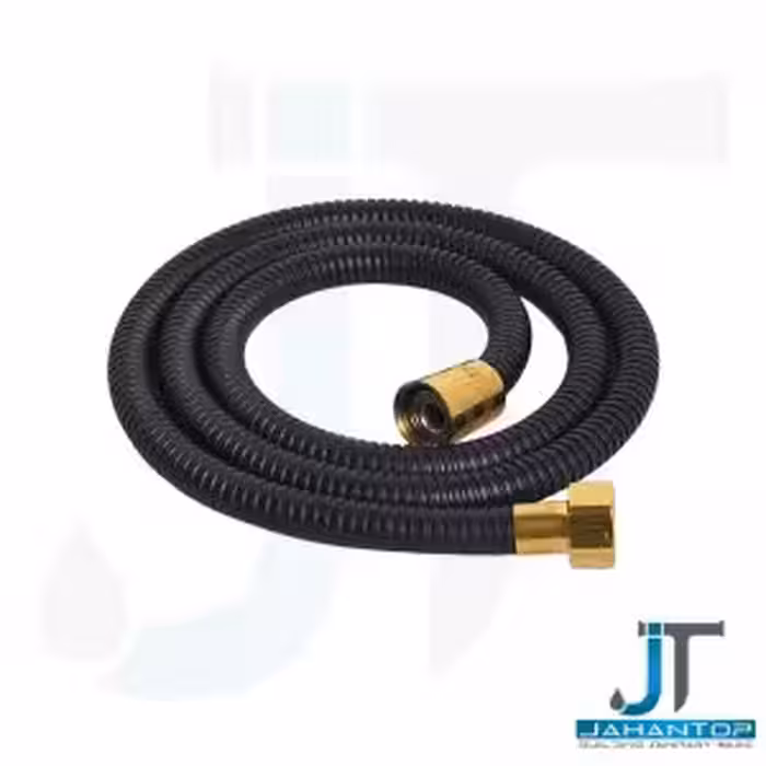 شلنگ دوش فنری ریز بافت مهره برنجی مشکی طلایی
