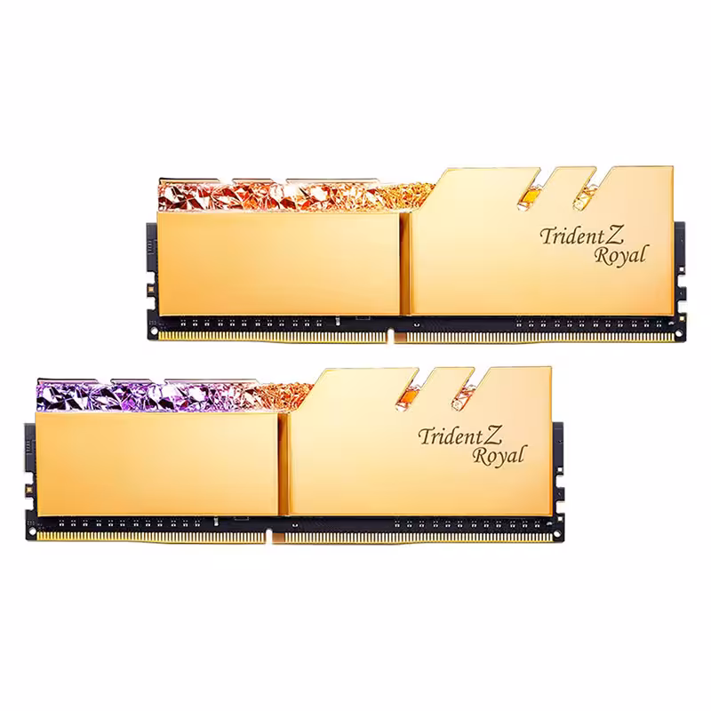رم کامپیوتر DDR4 دوکاناله 3600 مگاهرتز CL18 جی اسکیل مدل Trident Z Royal Gold با ظرفیت 16 گیگابایت