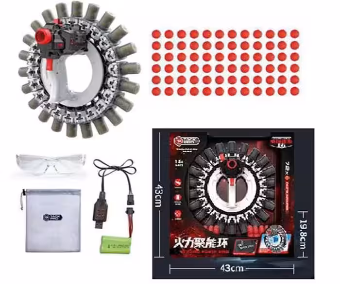 تفنگ توپ اسفنجی پرتاب کن رگباری شارژی سایز بزرگ