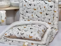 سرویس خواب دم دستی مسافرتی نوزادی(سایز 2)مجموعه 3 عددی تشک، لحاف و بالشت طرح سنجاب قهوه ای سفید الا ELA