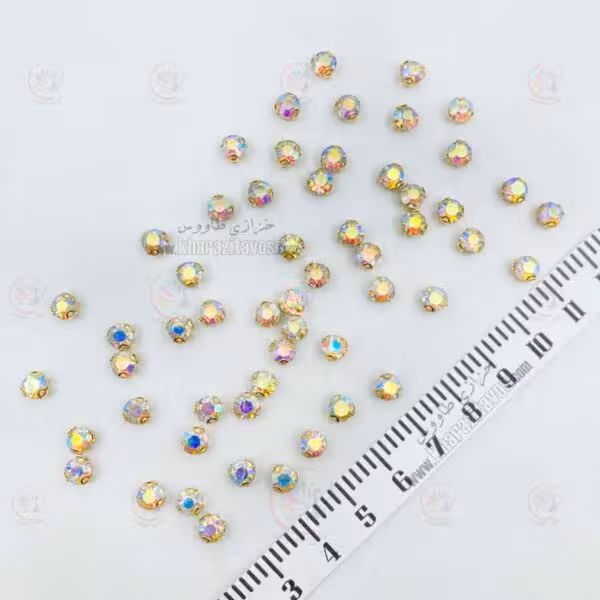 نگین پایه طلایی سایز 30 ( هفت رنگ ) بسته 80 عددی