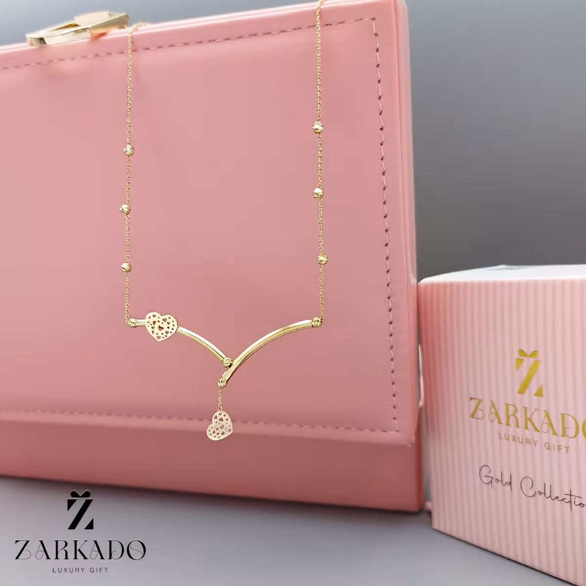 گردنبند زنجیری طلا طرح وی با آویز قلب کد N2237