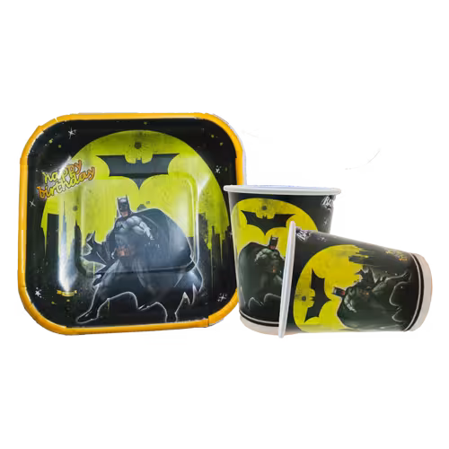 بشقاب و لیوان تم تولد بتمن