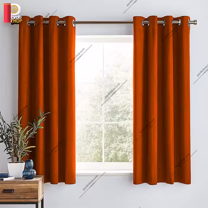 پرده پانچی کتان ملانژ نارنجی