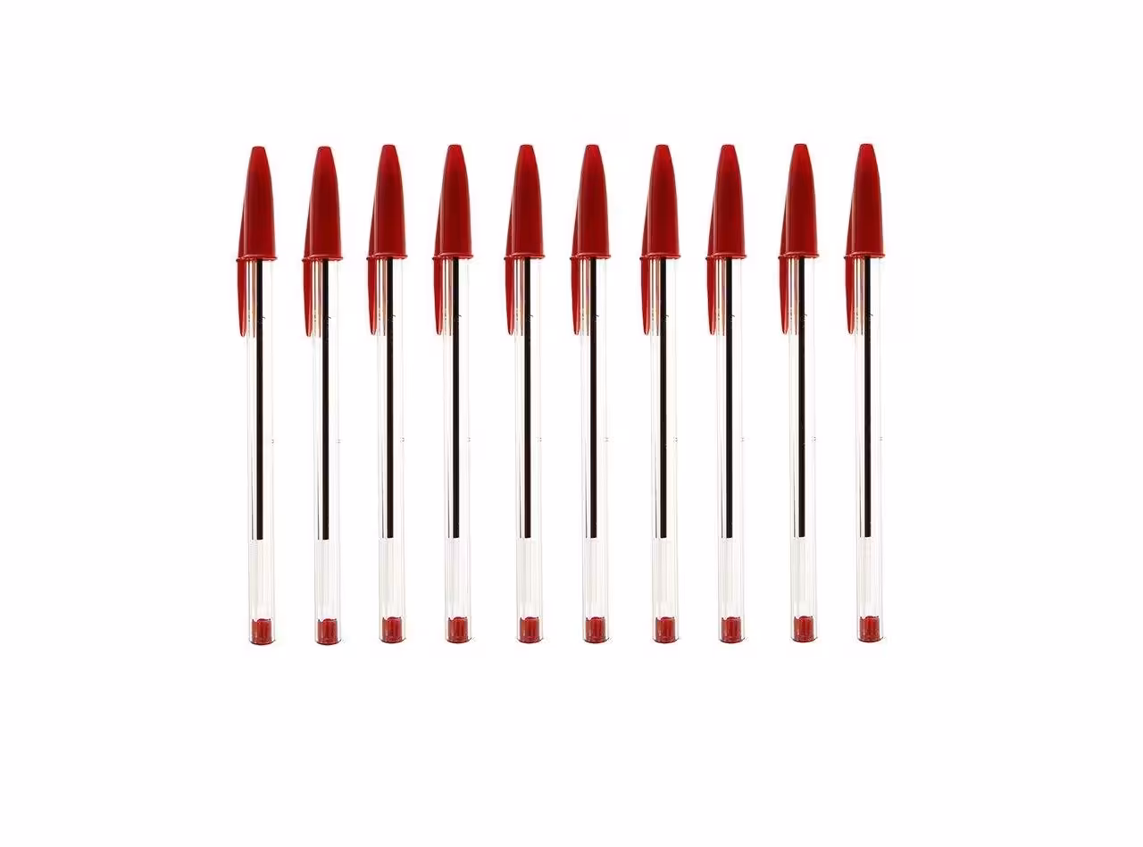 خودکار قرمز بیک Cristal Medium کد B12 بسته 10 عددی