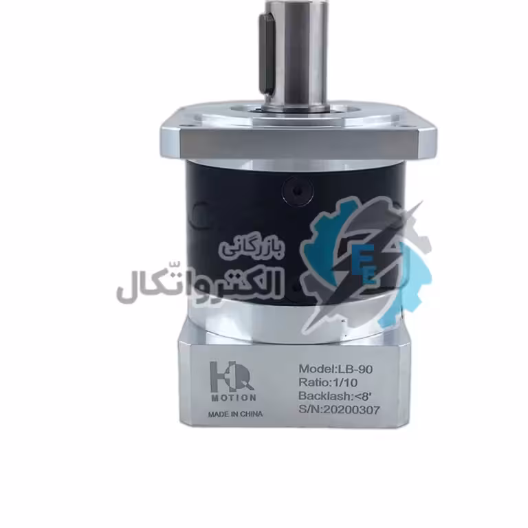 گیربکس خورشیدی سرووموتور HQM اچ کیو ام مدل LB90-05-19 سایز 90 نسبت 1 به 5 شفت ورودی 19 شفت خروجی 22 فلنج مربعی مناسب 750 وات 3000 دور (گیربکس سیاره ای)