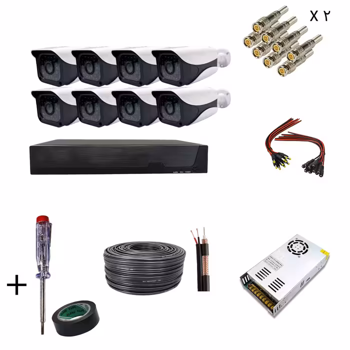 پکیج 8 دوربین مداربسته آماده نصب فول اچ دی