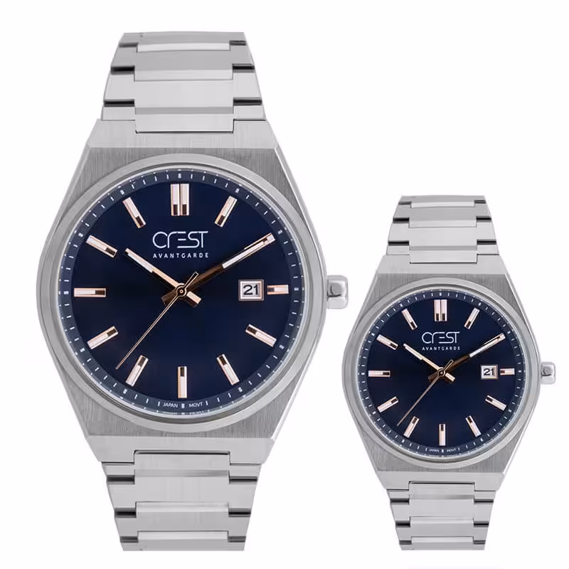 ست ساعت مچی عقربه‌ای کوارتز زنانه و مردانه کرست مدل 6247-6248