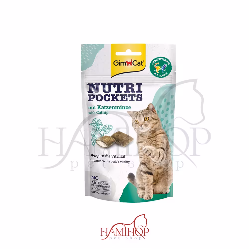 اسنک تشویقی گربه جیم کت با طعم کت نیپ GimCat Nutri Pockets Catnip وزن 60 گرم