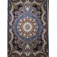 فرش 1200 شانه طرح آیسا زمینه آبی کاربنی محتشم کاشان