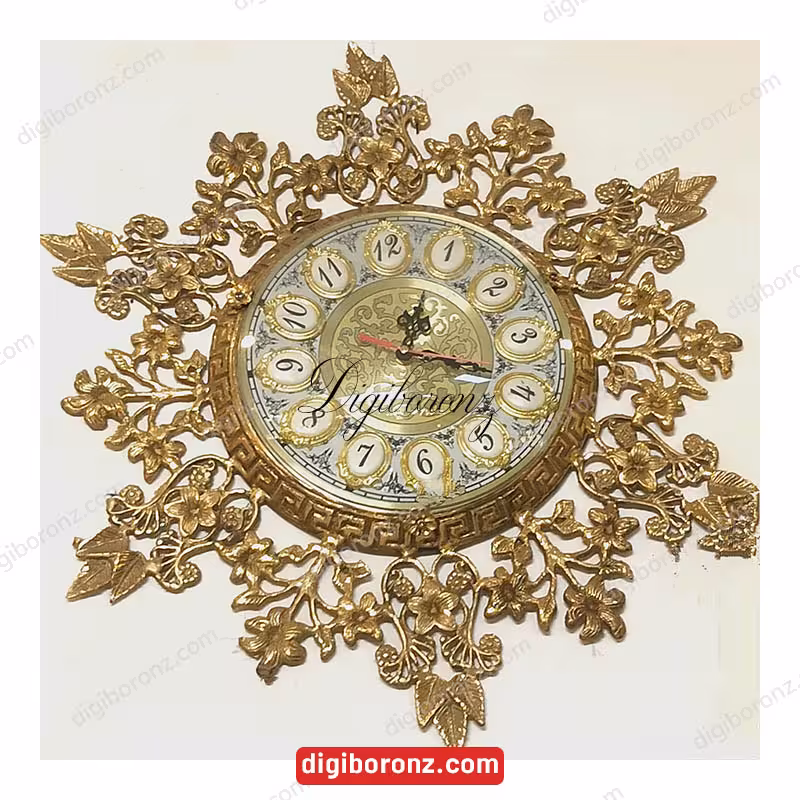 ساعت برنجی برنزی مدل گل ریز دور برگی