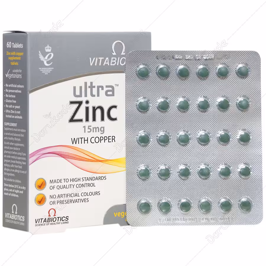 قرص اولترا زینک 15 میلی گرم ویتابیوتیکس 60 عدد