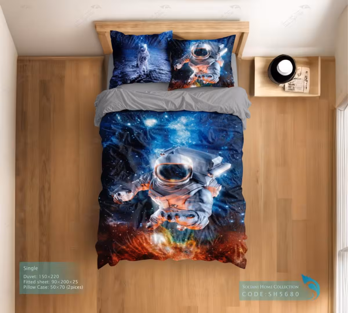 روتختی و ست کامل طرح فضانورد در کهکشان سایز یکنفره کد SH5680