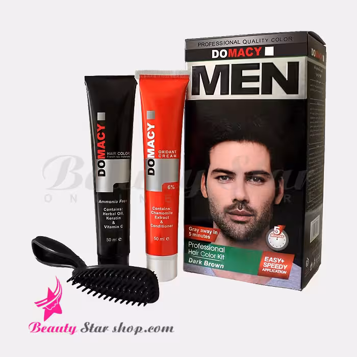 کیت رنگ مو قهوه ای تیره مردانه دوماسی حجم 50 میلی لیتر