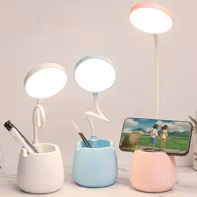 چراغ مطالعه شارژی با پایه نگهدارنده لوازم و انعطاف‌پذیر