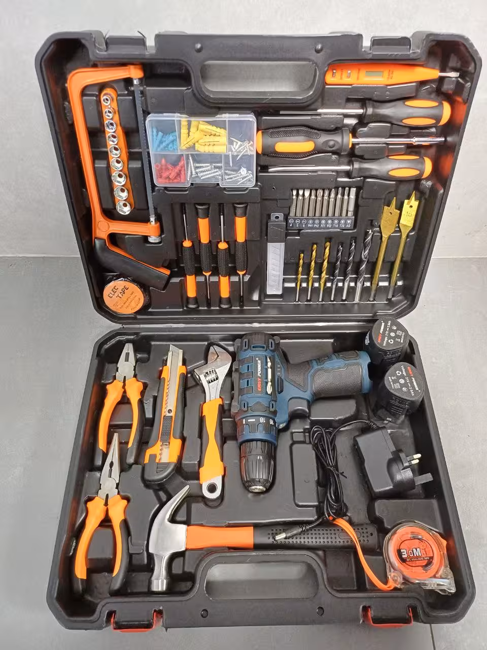 کیت کامل دریل شارژی 12 ولت ایزی پاور به همراه لوازم کامل مطابق عکس