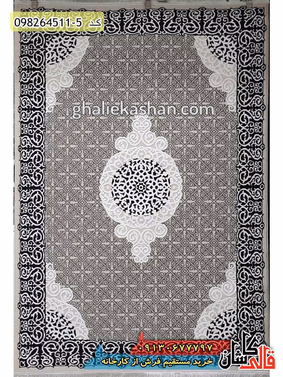 فرش مدرن و فانتزی طرح افسون زمینه کرم کاشان – گل برجسته