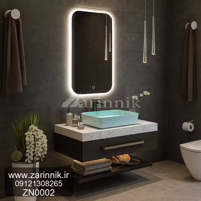 روشویی سرامیکی مدرن سفید قهوه ای زرین نیک مدل ZN0002