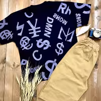 ست تیشرت و شلوارک اسپرت mons سایز 45 و 50 موجود رنگ بلوز مشکی و شلوارک نخودی 