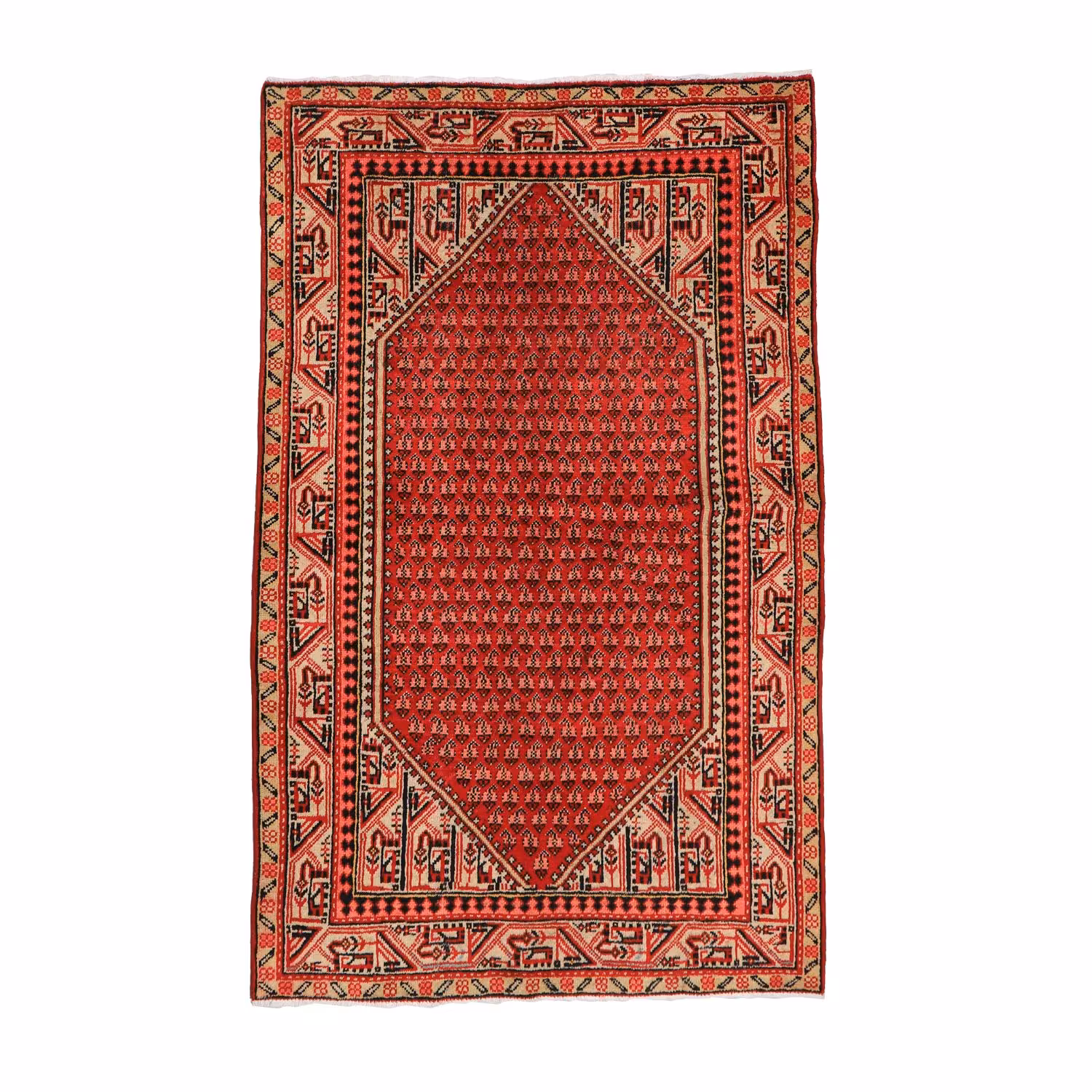 فرش قدیمی دستباف سه متری طرح لچک ترنج کد 4020232