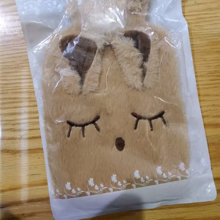 کیسه آب گرم پولیشی، طرح دار رنگ کرم 