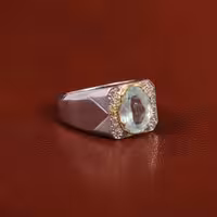 انگشتر آکوامارین مردانه کد 30920 - جواهری مشاهیر