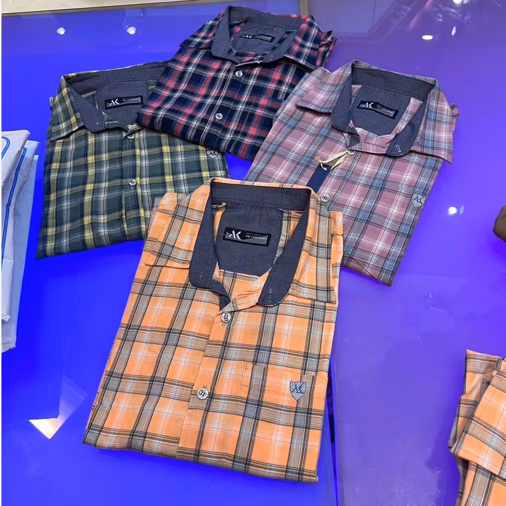 پیراهن سایز بزرگ چهارخانه پارچه ترک( استین بلند)