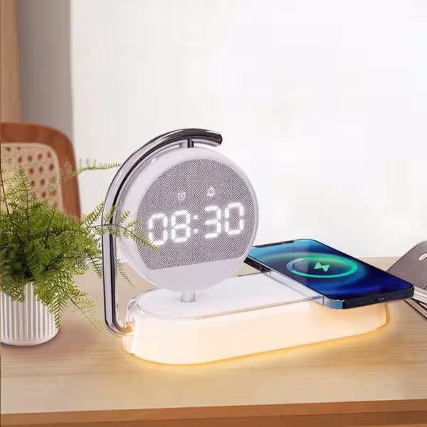 شارژر بی سیم، چراغ خواب و ساعت زنگ‌دار K01T Clock