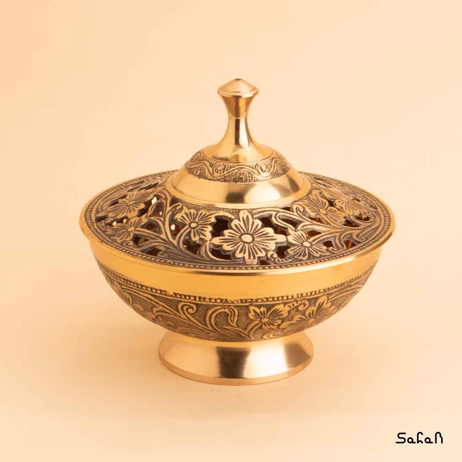 شکلات خوری برنجی طلایی مدل گل