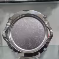 سینی دایره دسته نقره ای Wave طرح دار ریور کد 1477