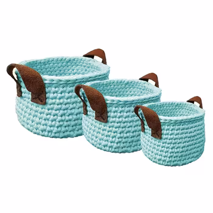 سبد قلاب بافی تریکو مدل دسته دار کد 26 مجموعه 3 عددی