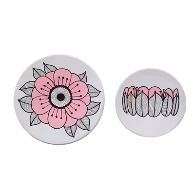 بشقاب دیوارکوب سفالی مدل گلها کد 01 مجموعه 3 عددی