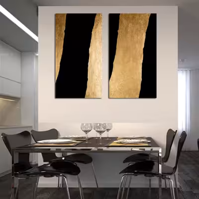 تابلو نقاشی ورق طلا مدل زبرا مجموعه 2 عددی