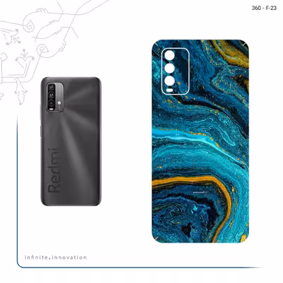 برچسب پوششی ماهوت مدل Turquoise marblewith golden streaks مناسب برای گوشی موبایل شیائومی Redmi Note 9 4G