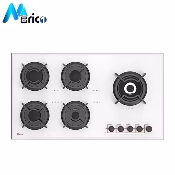 گاز رومیزی بیمکث کد 0016 پنج شعله شیشه سفید