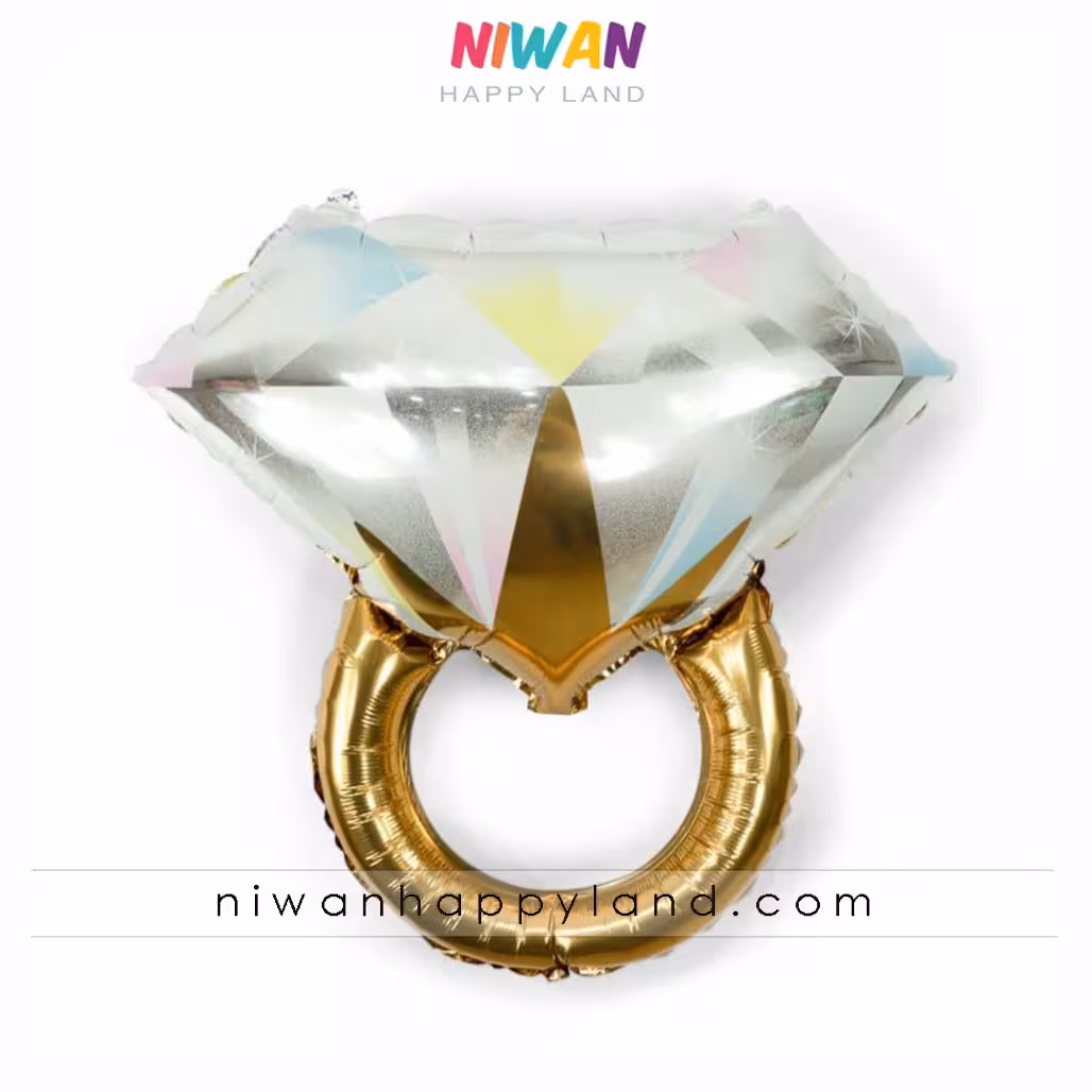 بادکنک فویلی حلقه ازدواج طلایی