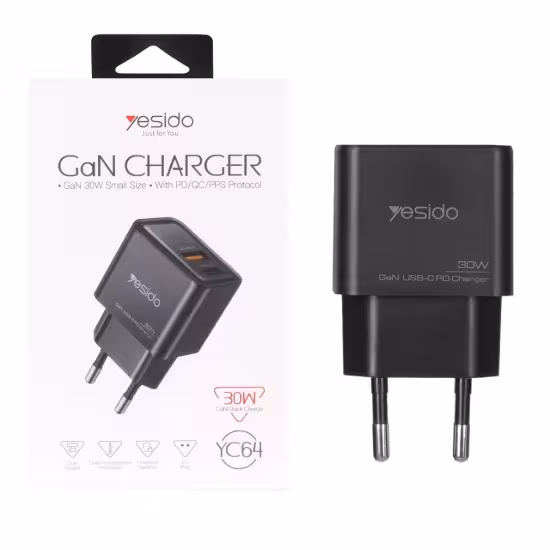 شارژر دیواری فست دو پورت یسیدو مدل YC64
