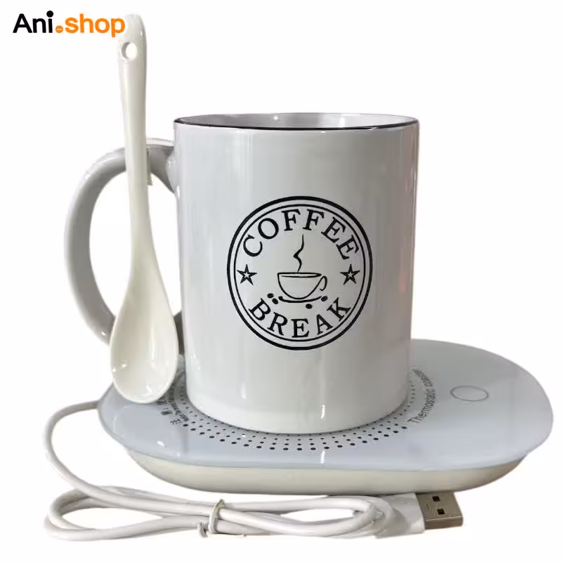 ماگ هیتر دار طرح تایم قهوه