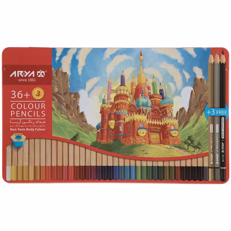 مداد رنگی 36 3 رنگ آریا مدل 3023