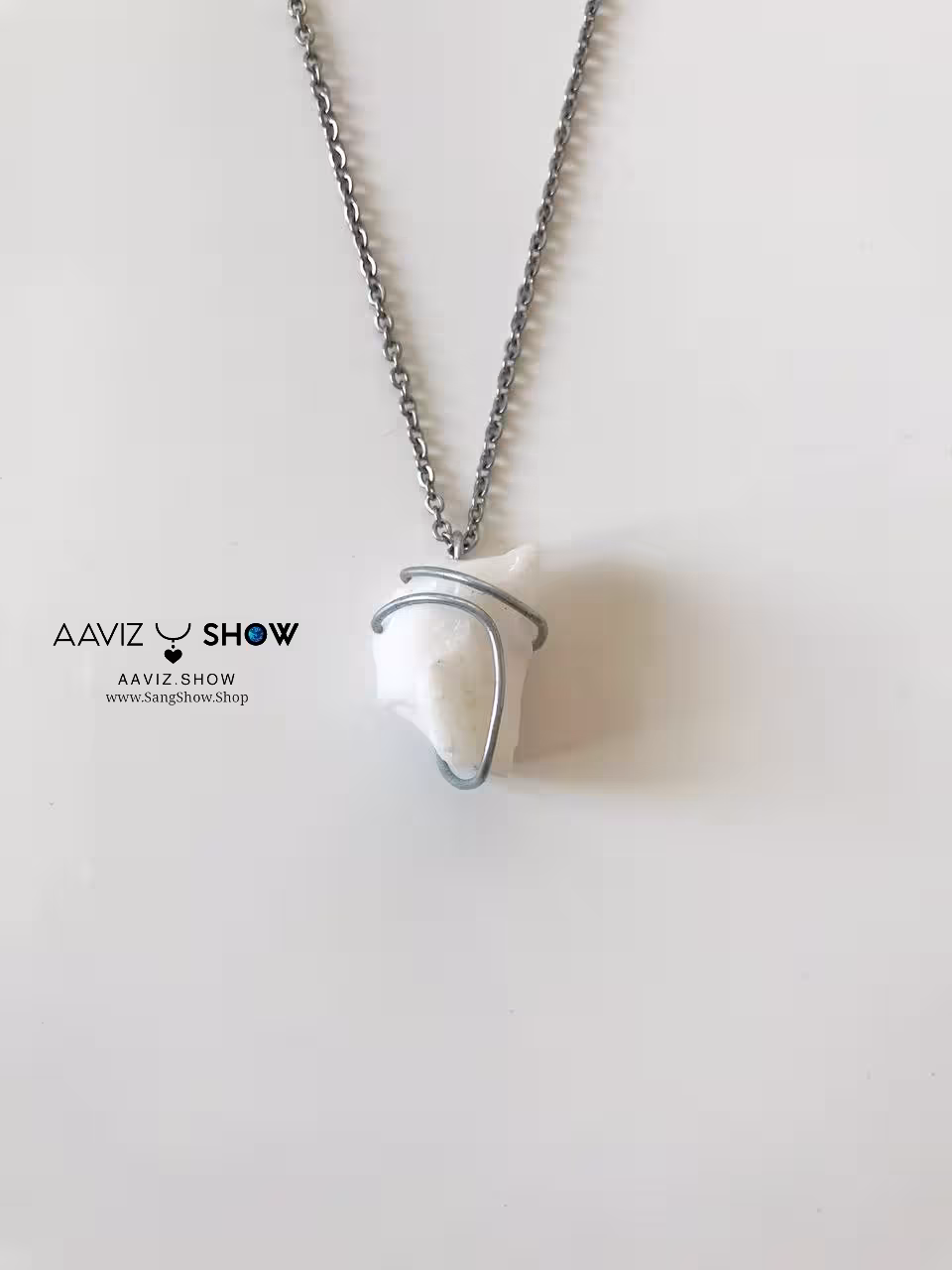 گردنبند سنگ جاسپر سفید معدنی A106