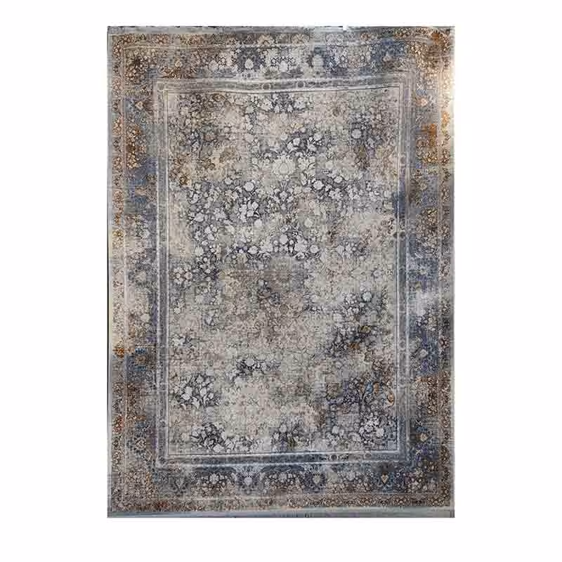 فرش ایرانی 1200 شانه کاشان کد 921 زمینه دودی کرم