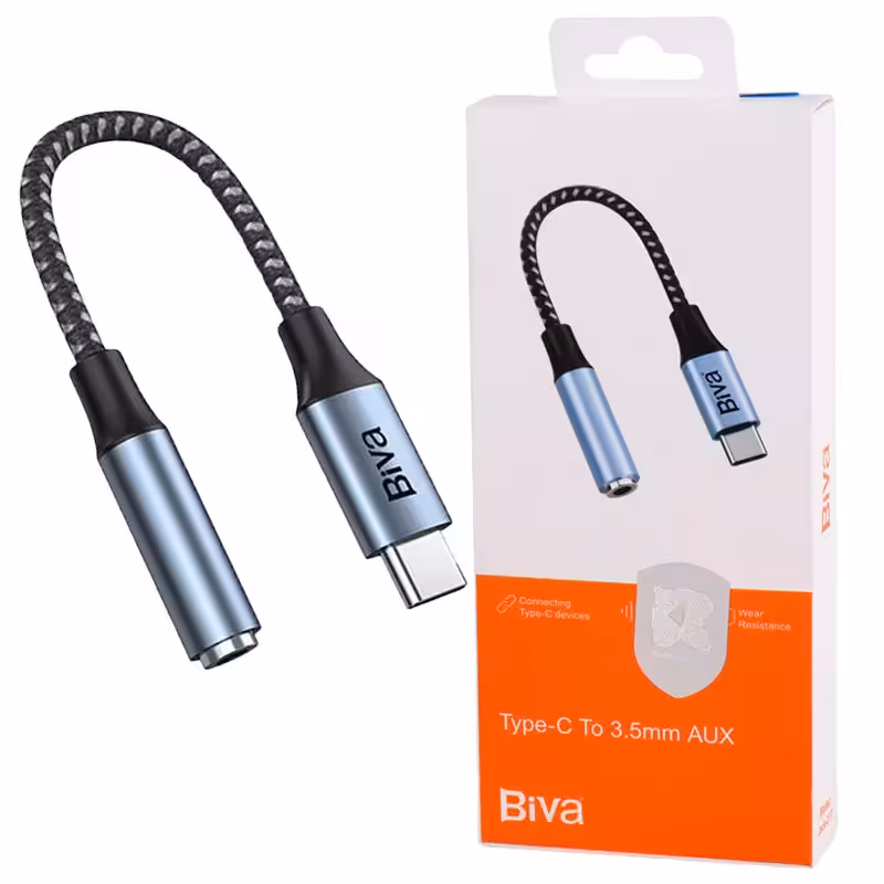 کابل تبدیل Type C به پورت AUX بیوا Biva Jack-01T