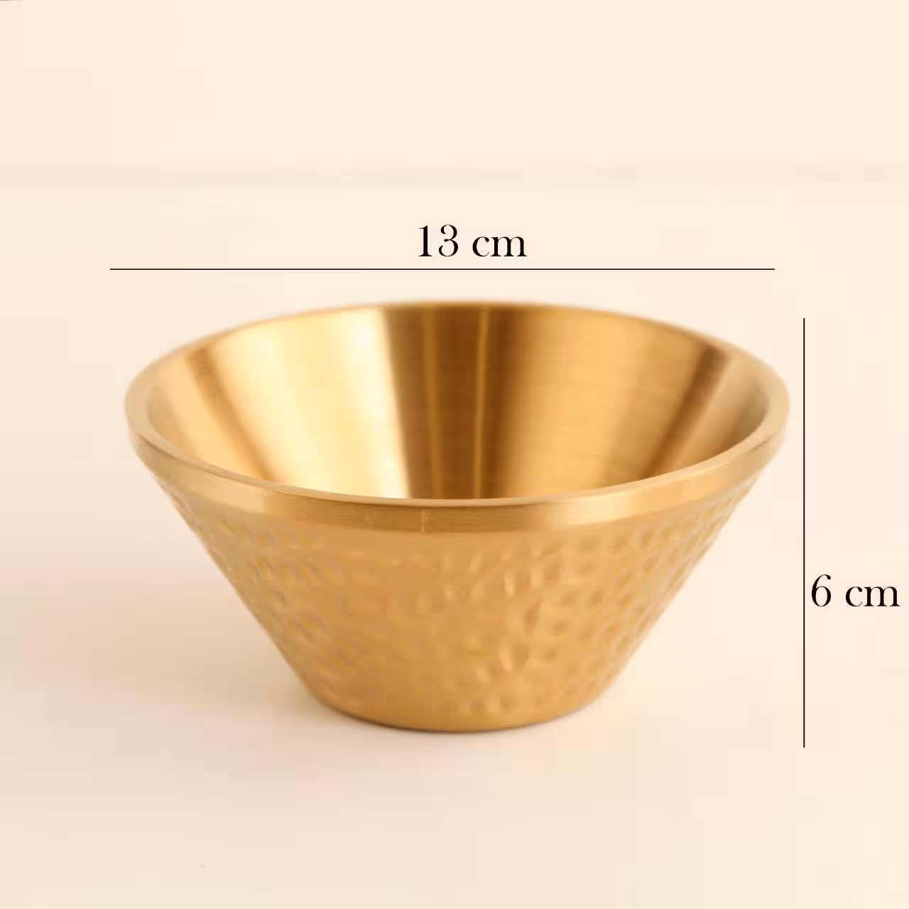 کاسه مخروطی چکشی طلایی مات کوچک آسا