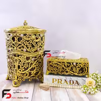 ست سطل و جا دستمال کاغذی کینگ قهوه ای